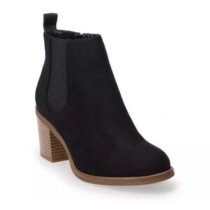 Sonoma Ortholite Eco faux suede stacked heel side zip Chelsea booties